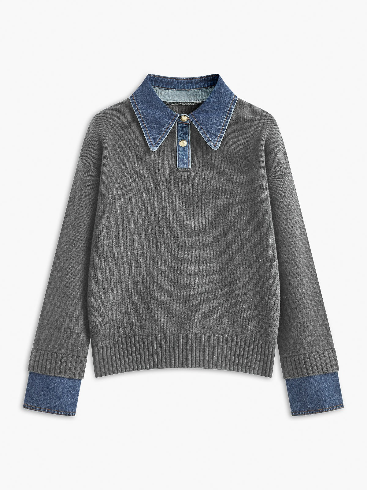 Romy - Jersey de Punto con Cuello Vaquero