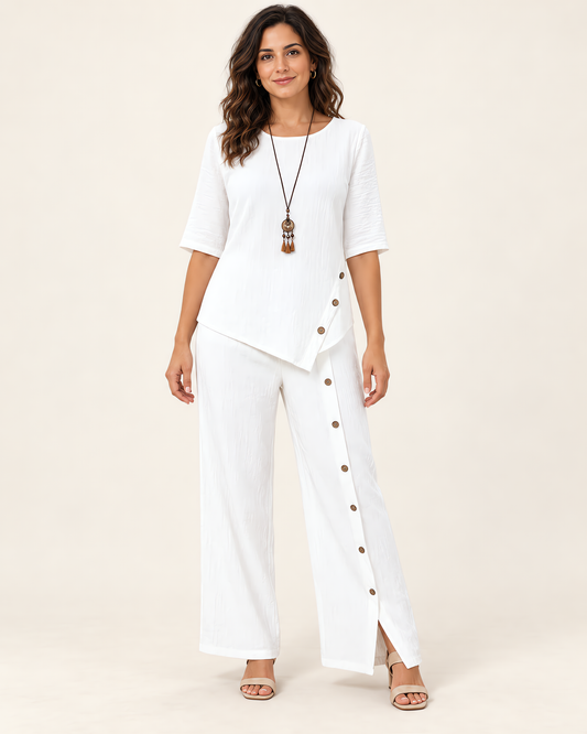 Vega - Conjunto Top Asimétrico y Pantalón Ancho