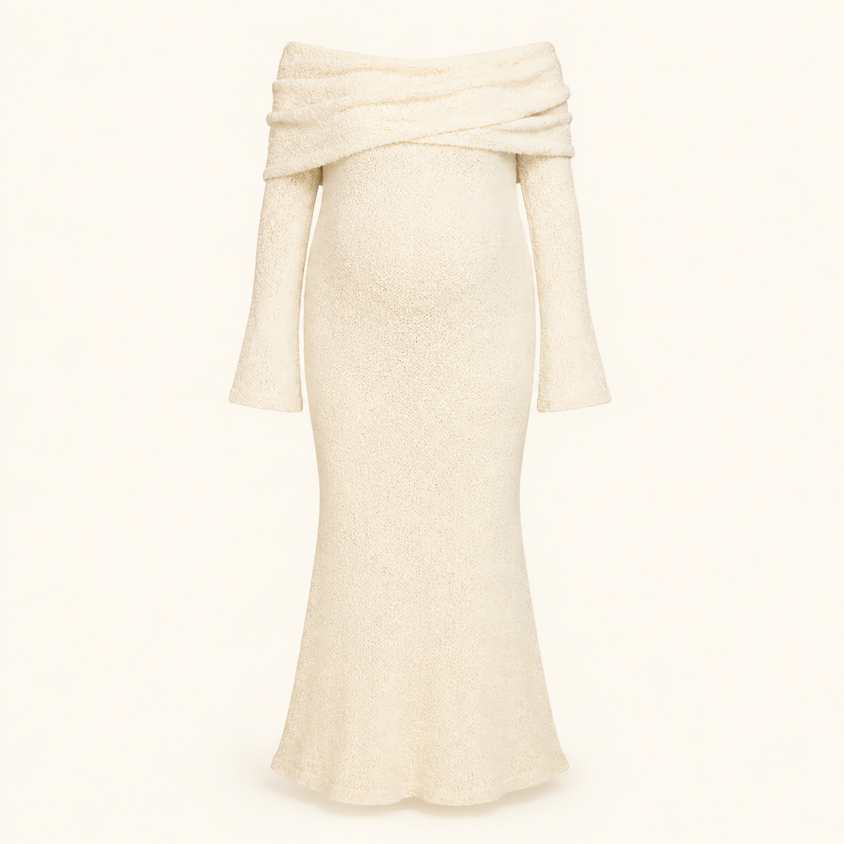 Vestido Premamá de Punto Texturizado con Hombros Caídos