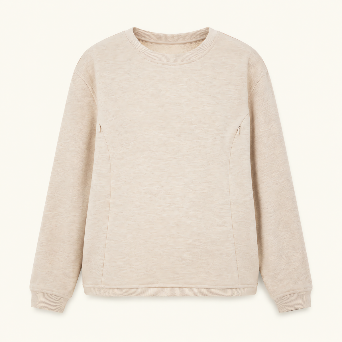 Sudadera Premamá y Lactancia Beige con Cremallera Lateral
