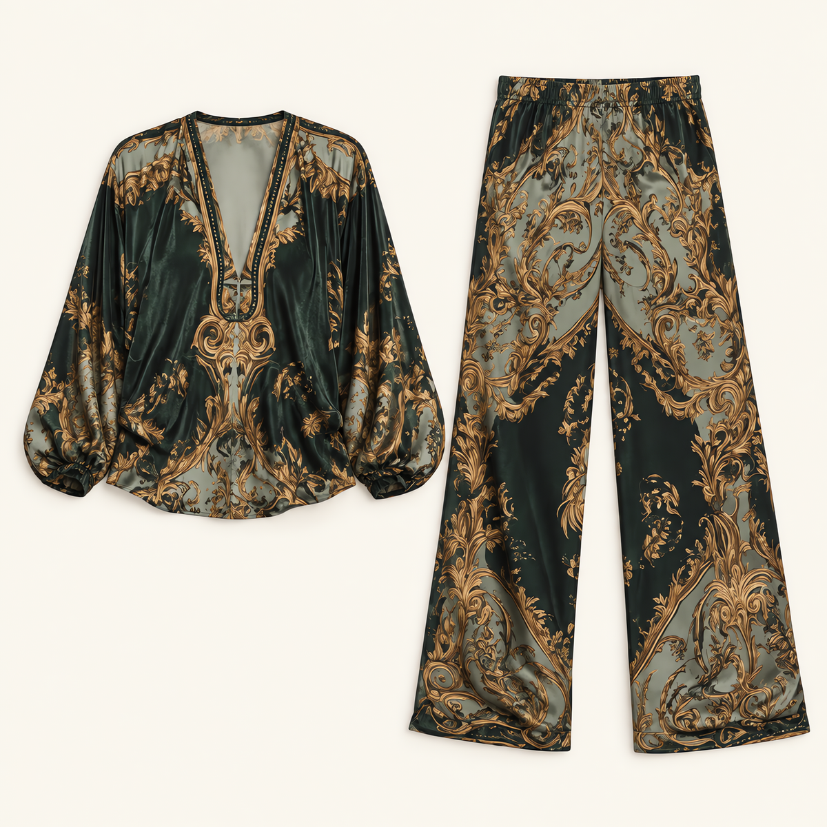 Aurelia - Conjunto Blusa y Pantalón Estampado