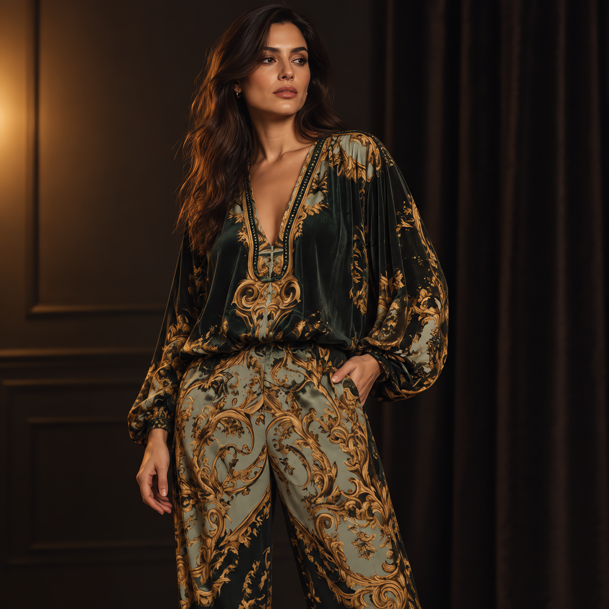 Aurelia - Conjunto Blusa y Pantalón Estampado