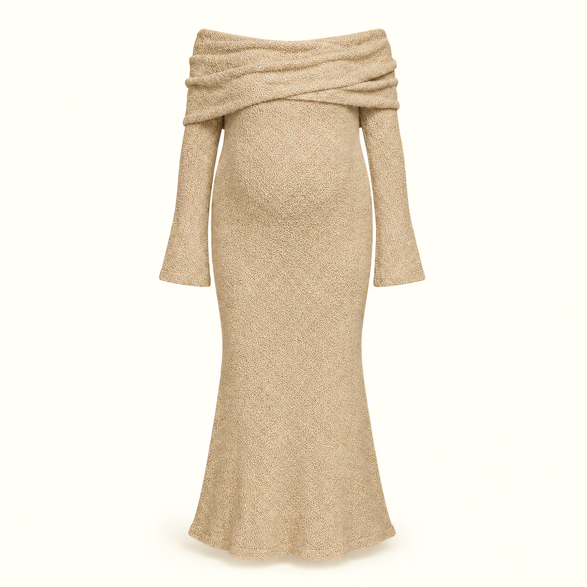 Vestido Premamá de Punto Texturizado con Hombros Caídos