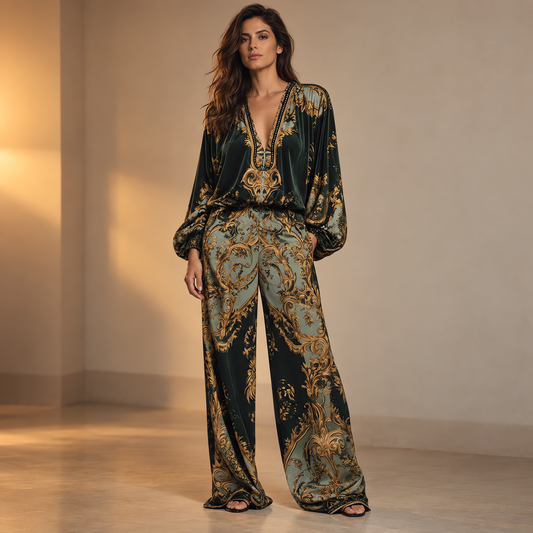 Aurelia - Conjunto Blusa y Pantalón Estampado