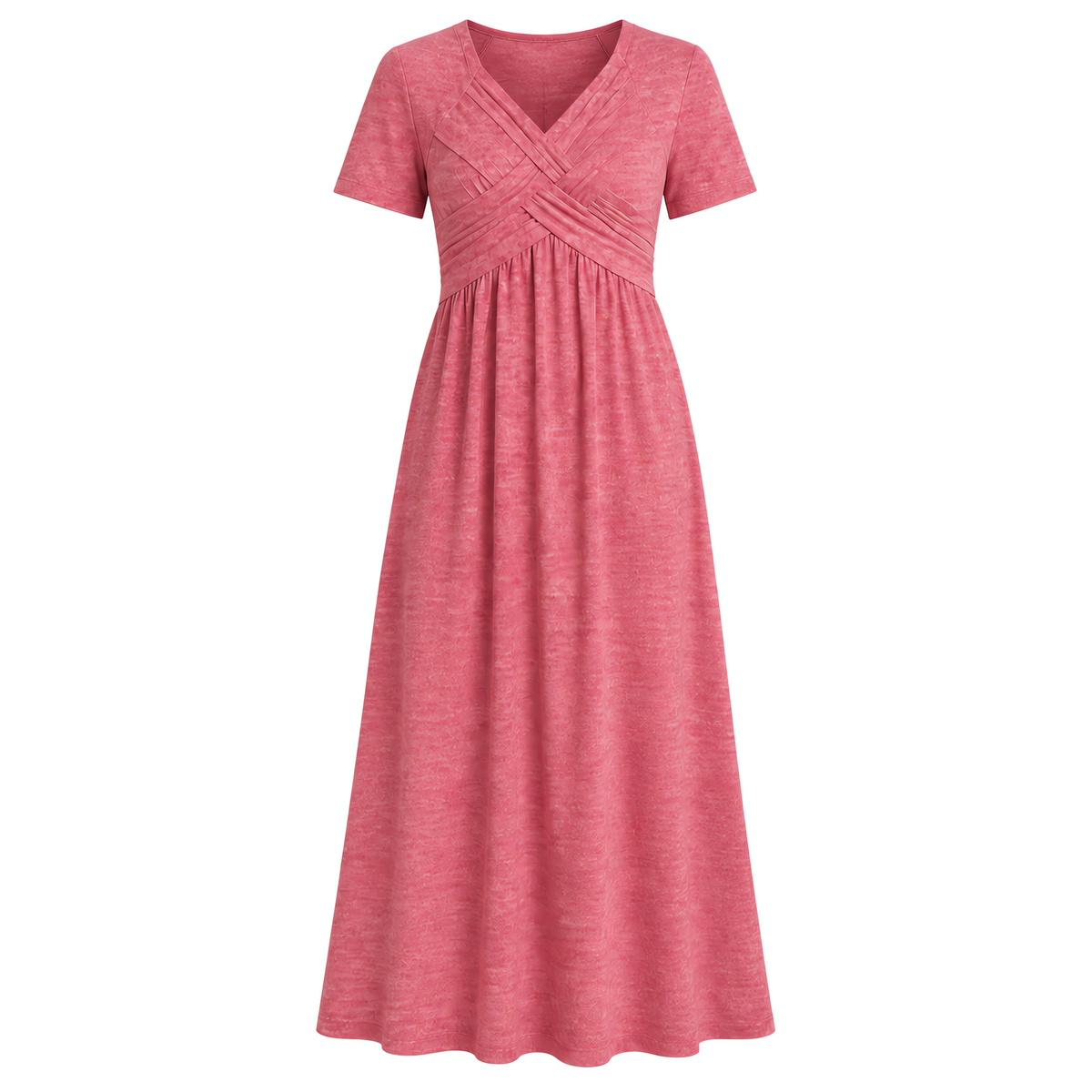 Duna - Vestido Largo de Manga Corta con Escote en Pico