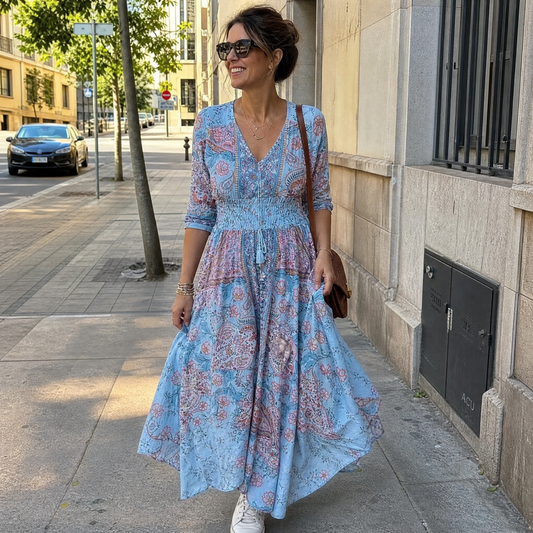 Jara - Vestido Largo Boho con Cordón