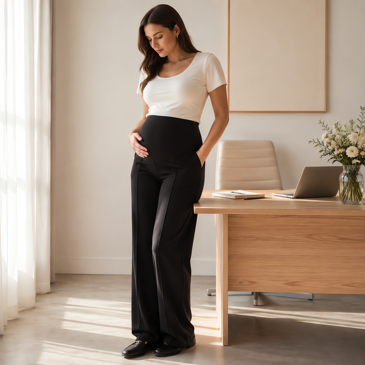 Pantalones Premamá Wide Leg