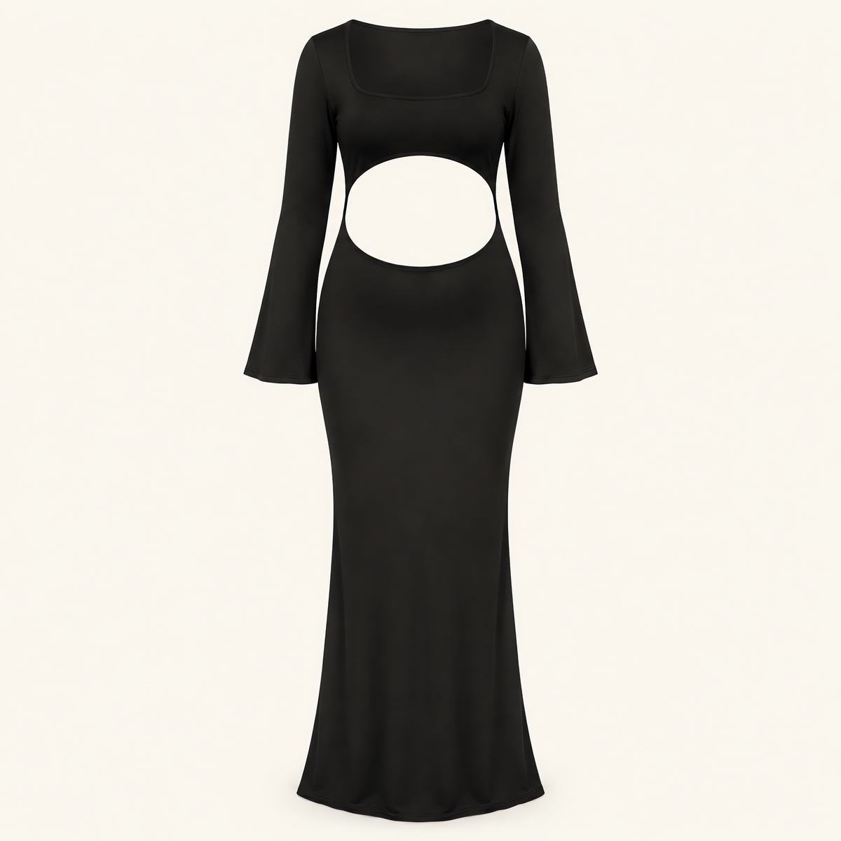 Vestido Premamá Negro Ajustado con Abertura Frontal