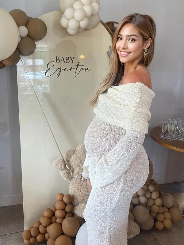 Vestido Premamá de Punto Texturizado con Hombros Caídos