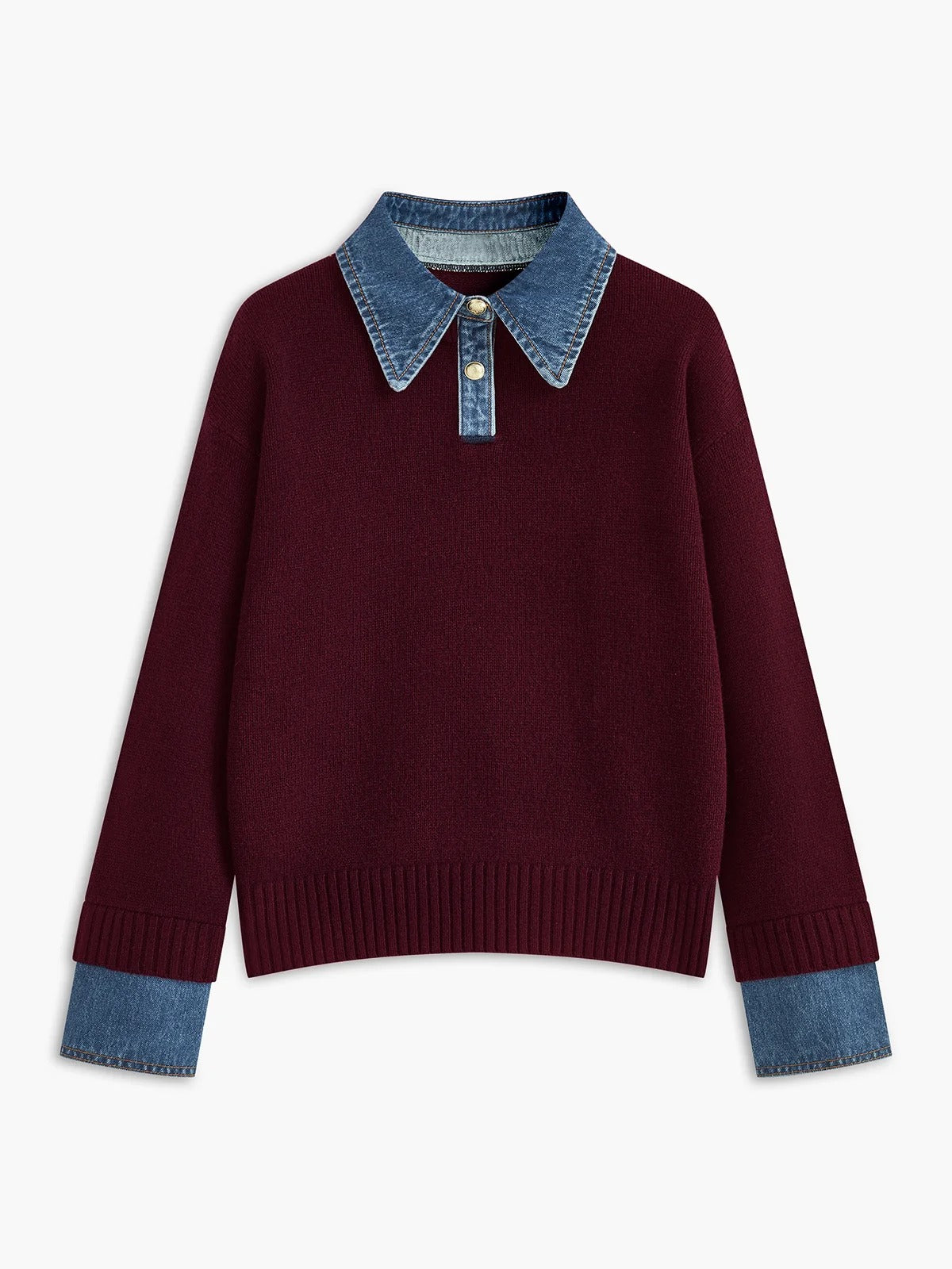 Romy - Jersey de Punto con Cuello Vaquero