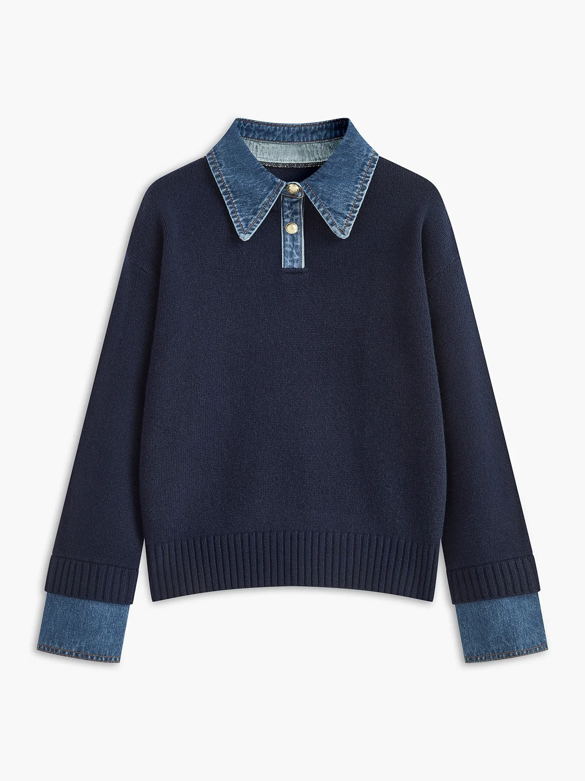 Romy - Jersey de Punto con Cuello Vaquero