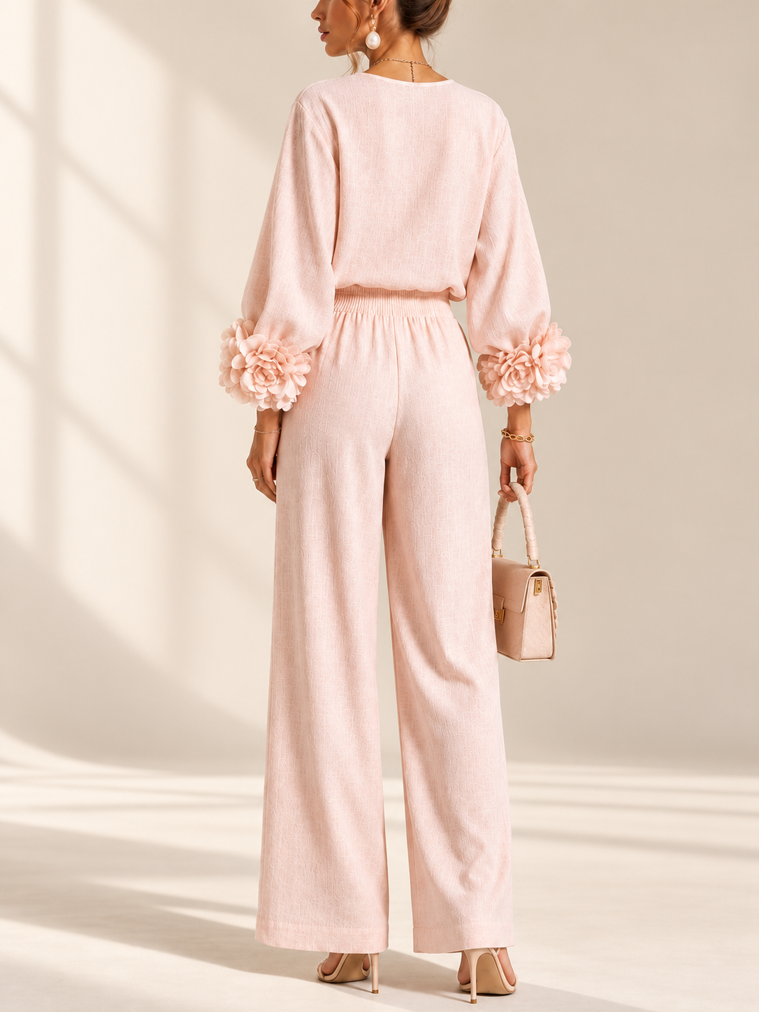 Sienna - Conjunto Top y Pantalón con Puños de Flores
