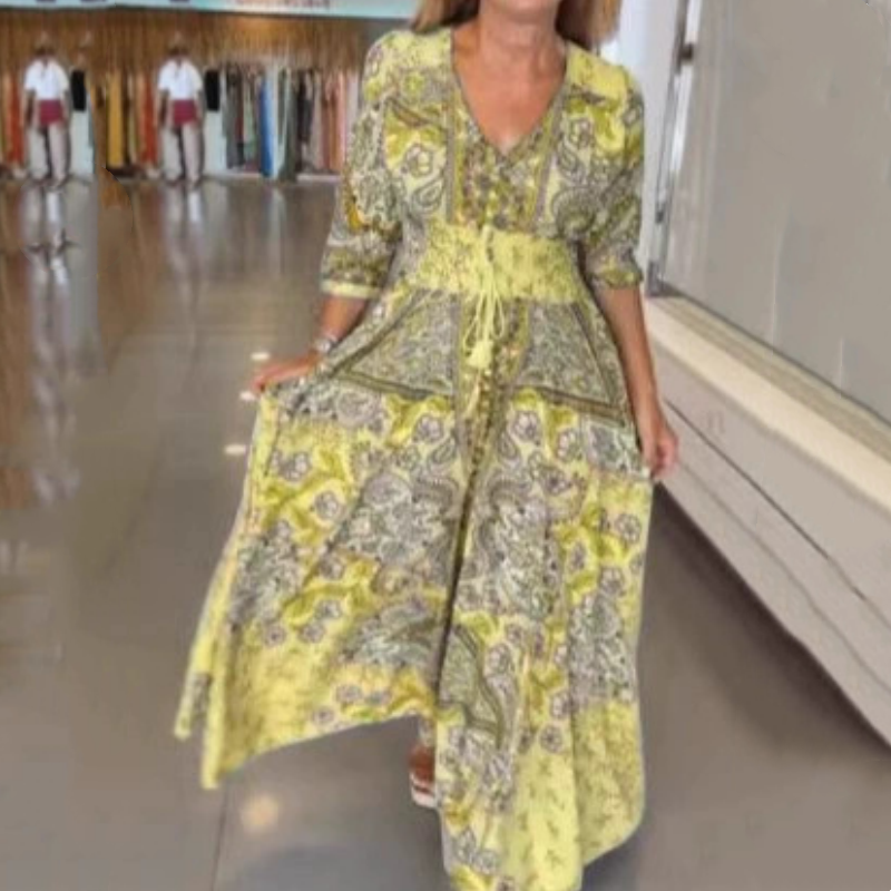 Jara - Vestido Largo Boho con Cordón